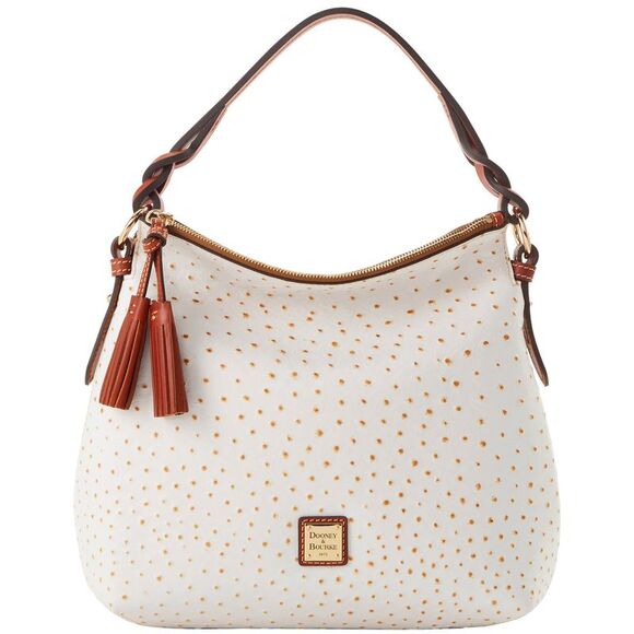 Dooney & Bourke Handbags - Dooney & Bourke Ostrich Twist Strap Hobo Shoulder Bag - Bone